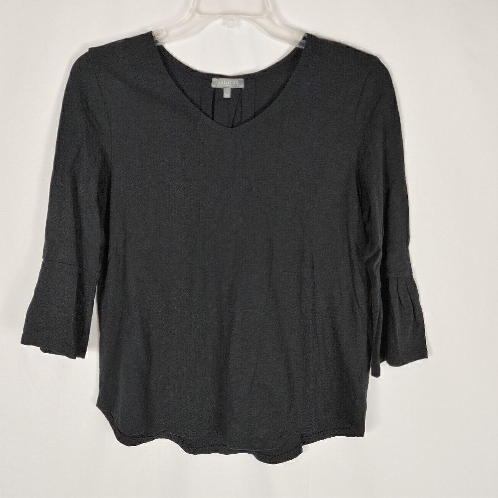 Habitat Black Pleat Back Top Women's Size Small Bl